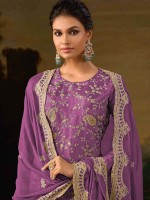 Violet Heavy Silk Designer Salwar Kameez